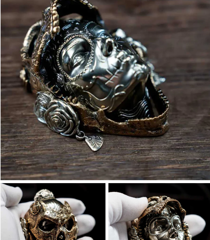 Mechanical Rose Skull Magnet – Art Toy & Fidget Piece