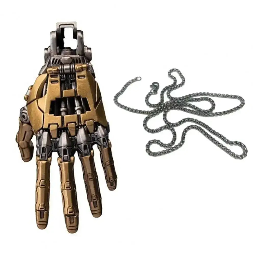 5cm collectible mechanical bionic robot hand pendant with movable fingers and chain, perfect for gifts and display.