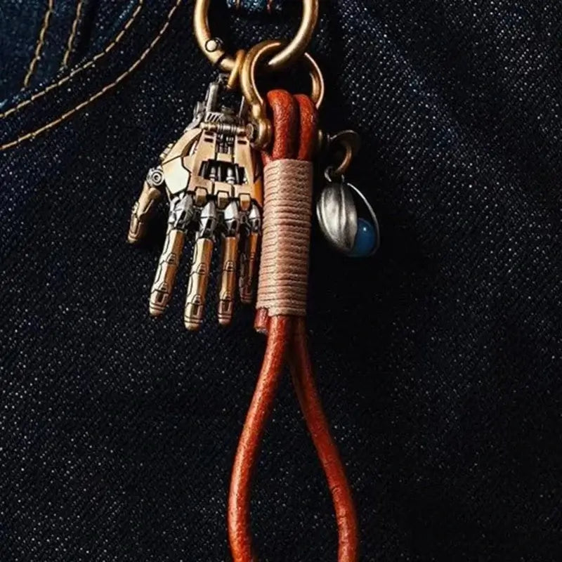 5cm bionic robot hand pendant with movable fingers, stylish charm for jeans, perfect gift for collectors.