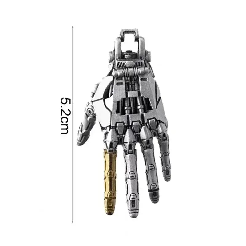 5.2cm mechanical bionic hand pendant with movable finger joints, durable chain, perfect collectible gift.