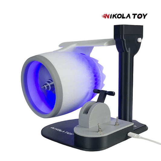 Creative JetFan desktop fan with LED light effects and unique jet engine design for stylish summer cooling.