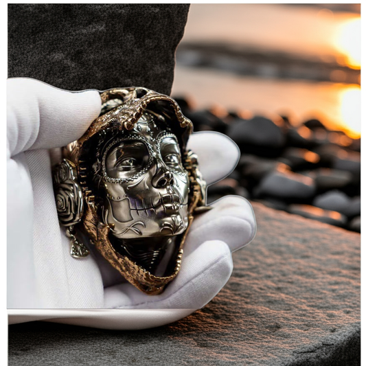 Mechanical Rose Skull Magnet – Art Toy & Fidget Piece