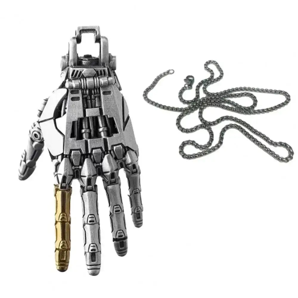 5cm bionic robot hand pendant with movable fingers and chain, ideal for display and unique gift.